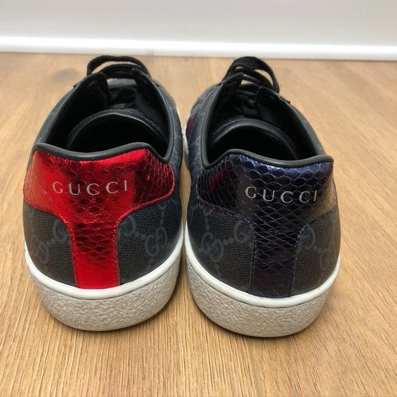 Gucci Ace GG Supreme Sneakers Mens 7 Black Streetwear Comfort Designer - Picture 4 of 15